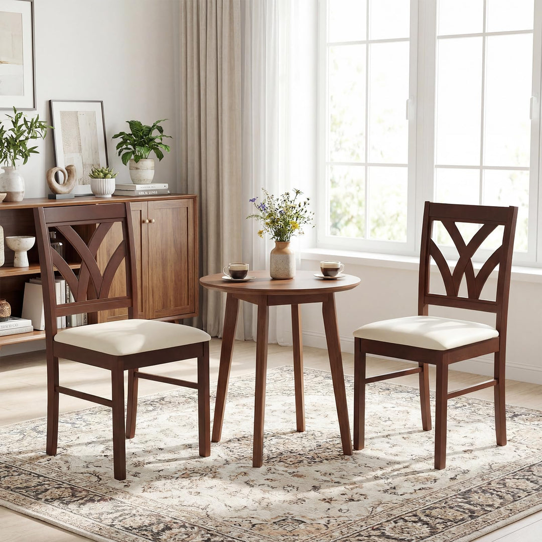 Giantex Wooden Dining Chairs Set of 2/4 Farmhouse Upholstered Kitchen Chairs