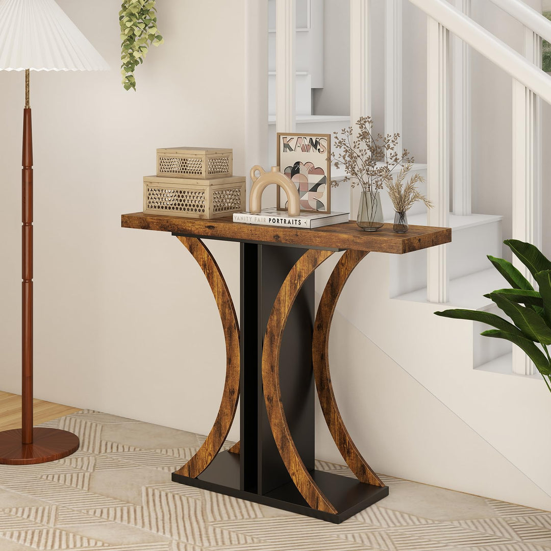 Giantex 40" Narrow Console Table | T-Shaped Entryway Table with Open Storage Shelve