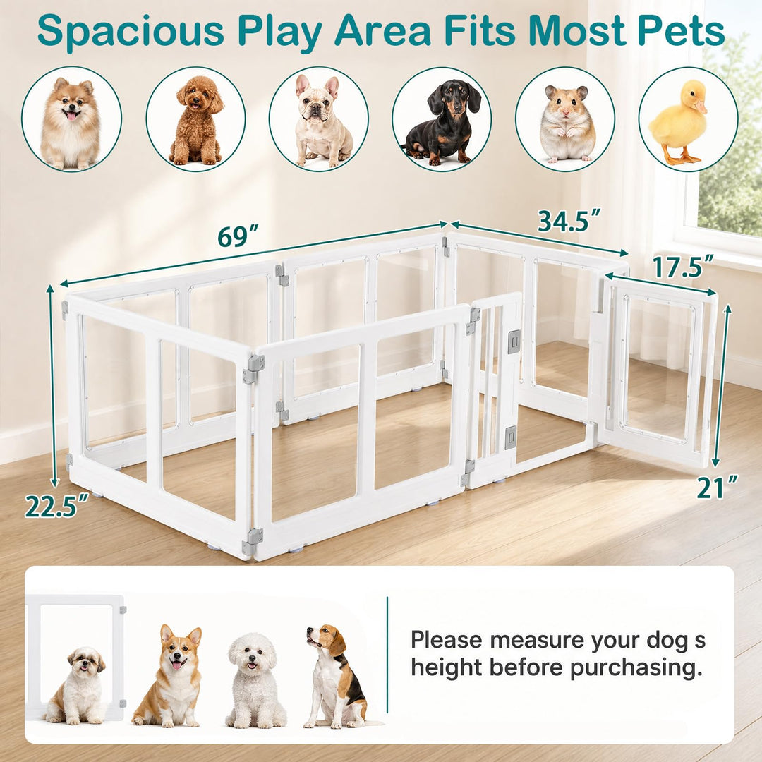 GIANTEX Clear Plastic Dog Playpen with Lockable Door