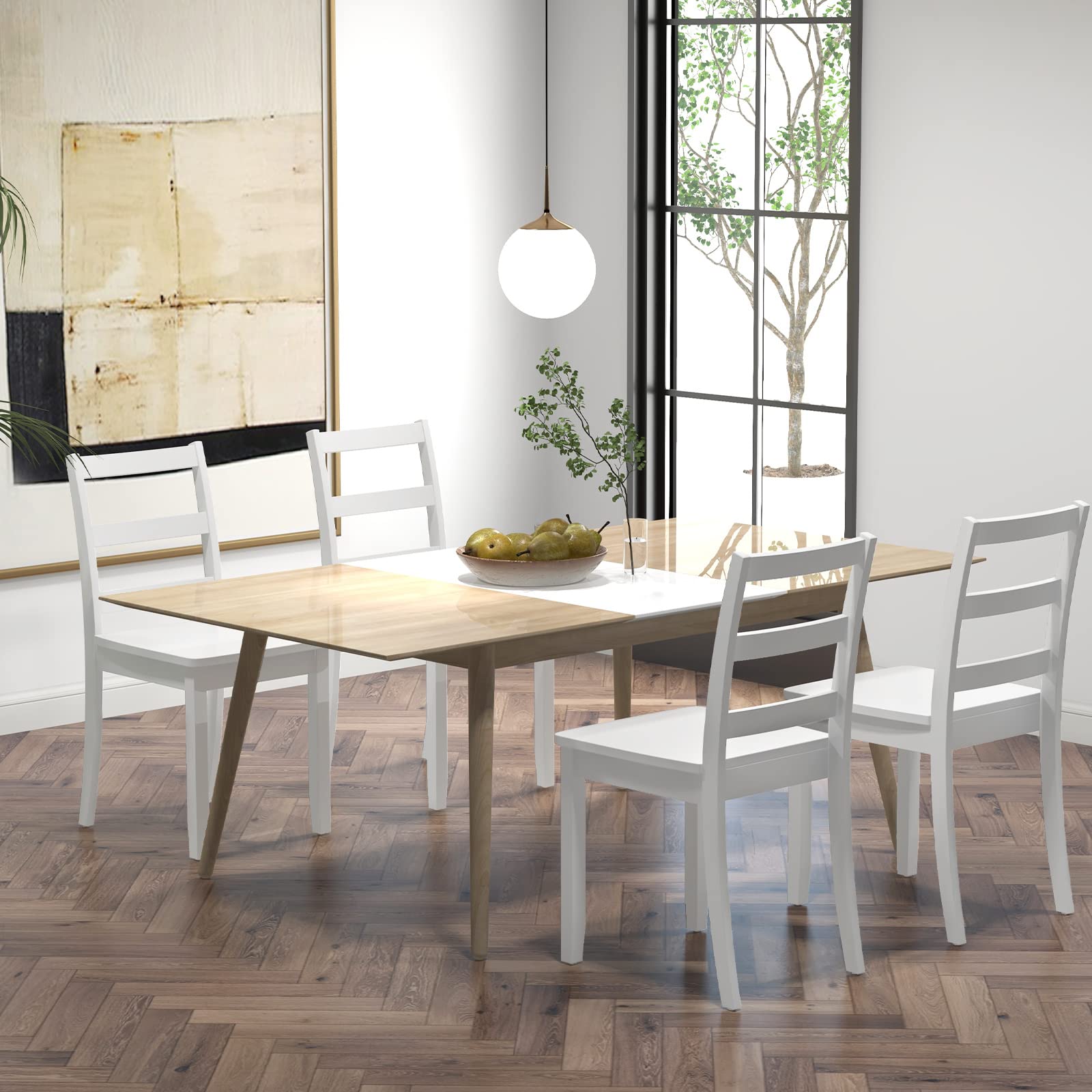 Wood Dining Chairs, White - Giantex