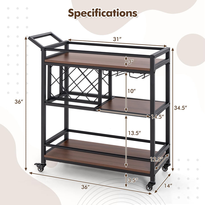Giantex Bar Cart, 3 Tier Serving Cart for Home