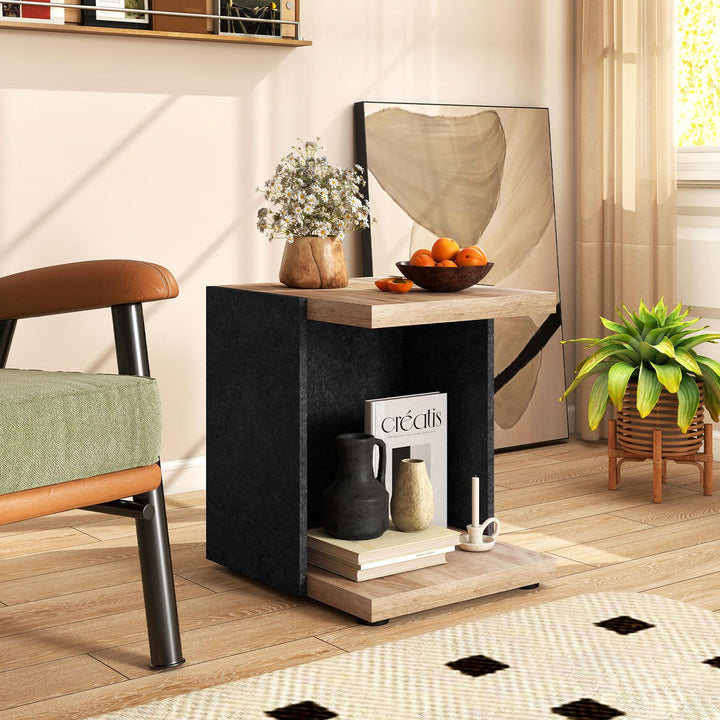Giantex 2-Tier Sofa Side Table with Open Storage Shelf