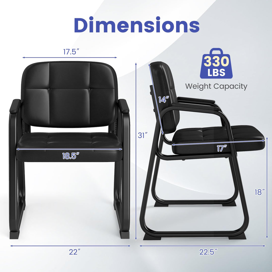 Giantex Waiting Room Leather Office Reception Chairs with Padded Armrests