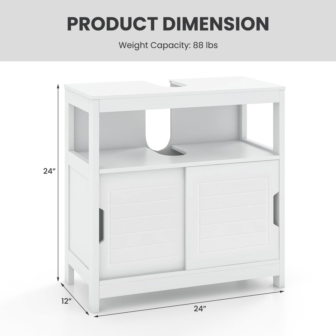 Giantex Pedestal Sink Storage Cabinet - Bathroom Vanity Without Vessel Sink, Storage Cabinet, Bathroom Space Saver Organizer