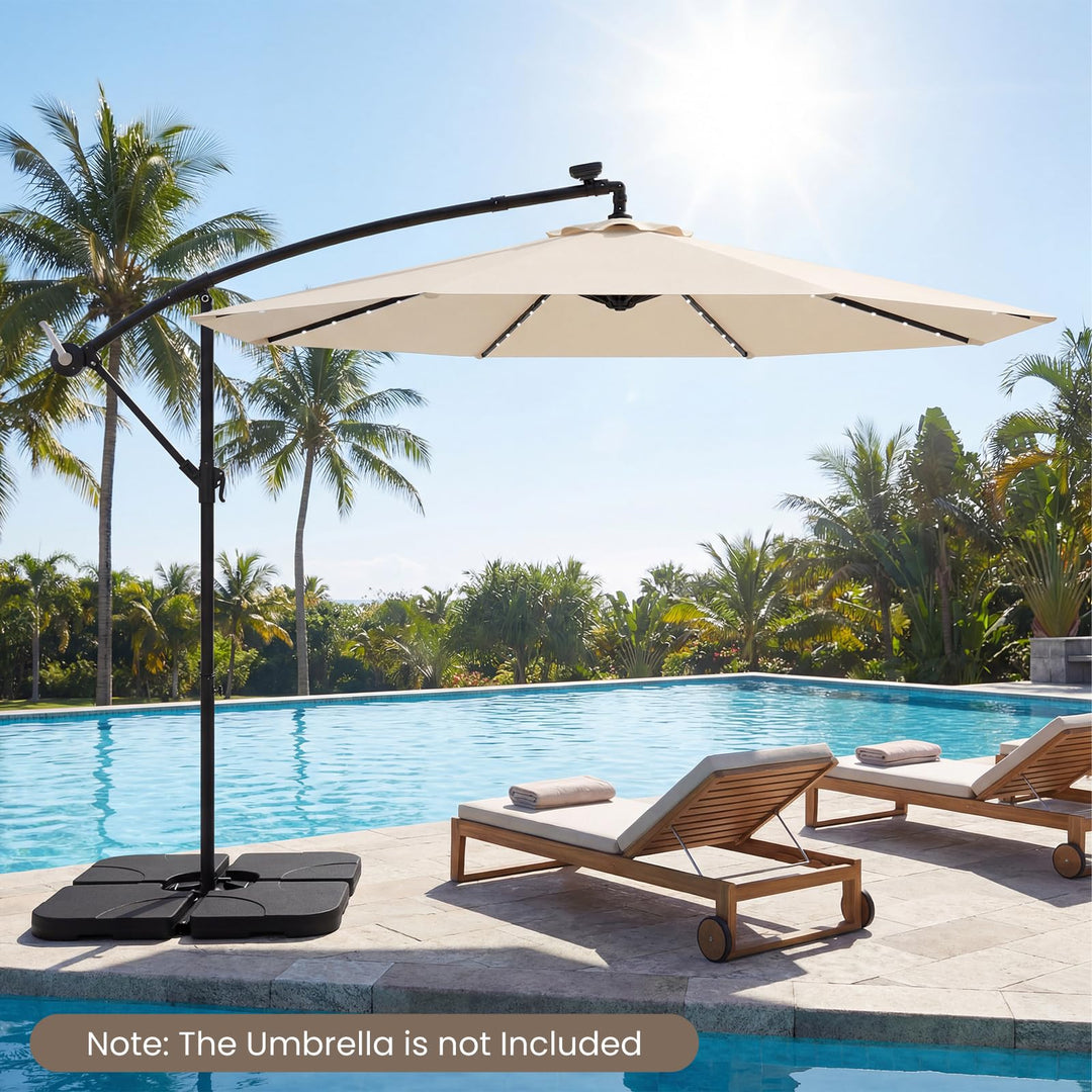 Giantex 4-Piece Fillable Offset Umbrella Base | 238 lbs Heavy Duty HDPE Cantilever Patio Umbrella Stand