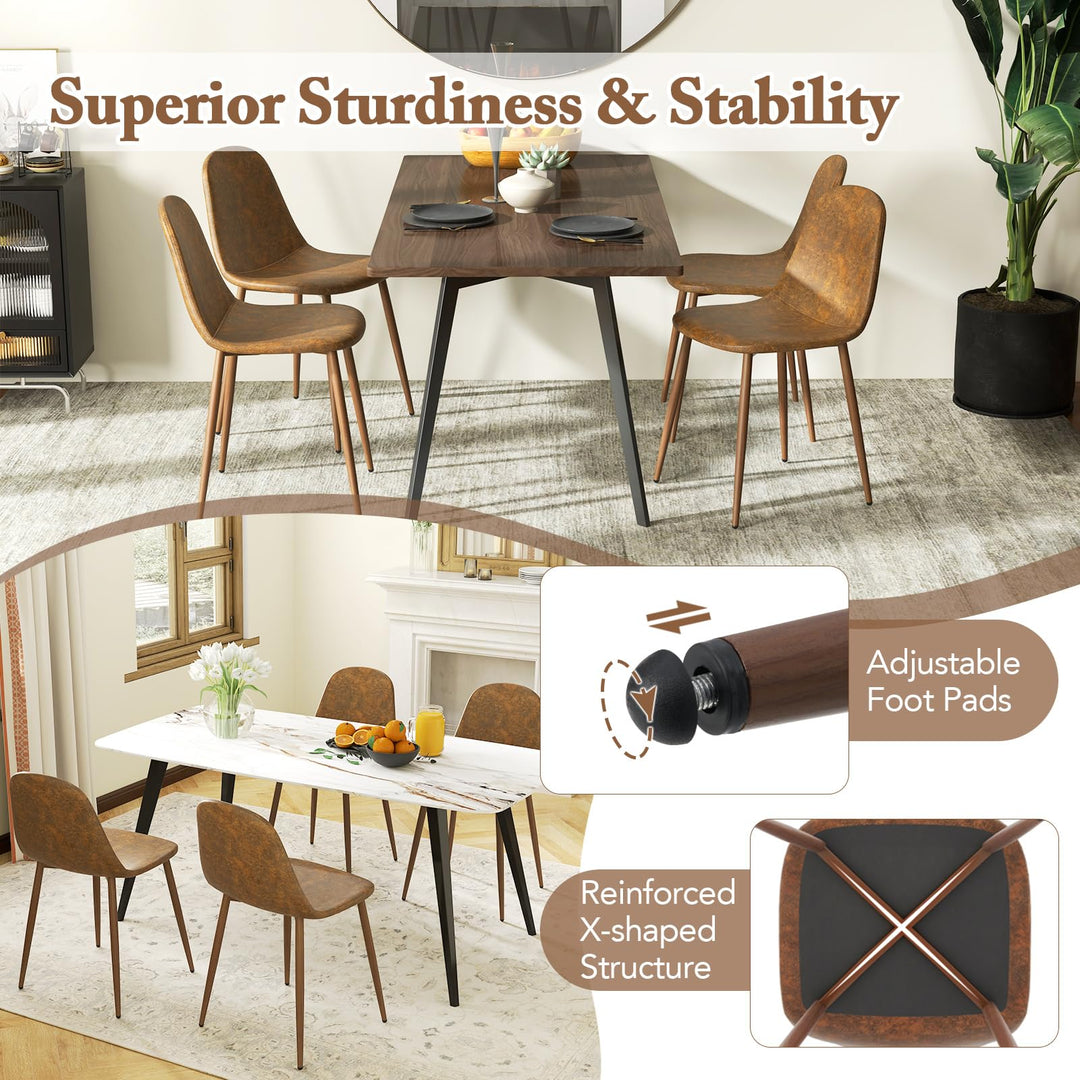 Giantex Upholstered Dining Chairs Set of 4 PU Leather Kitchen Side Chairs w/Padded Seats