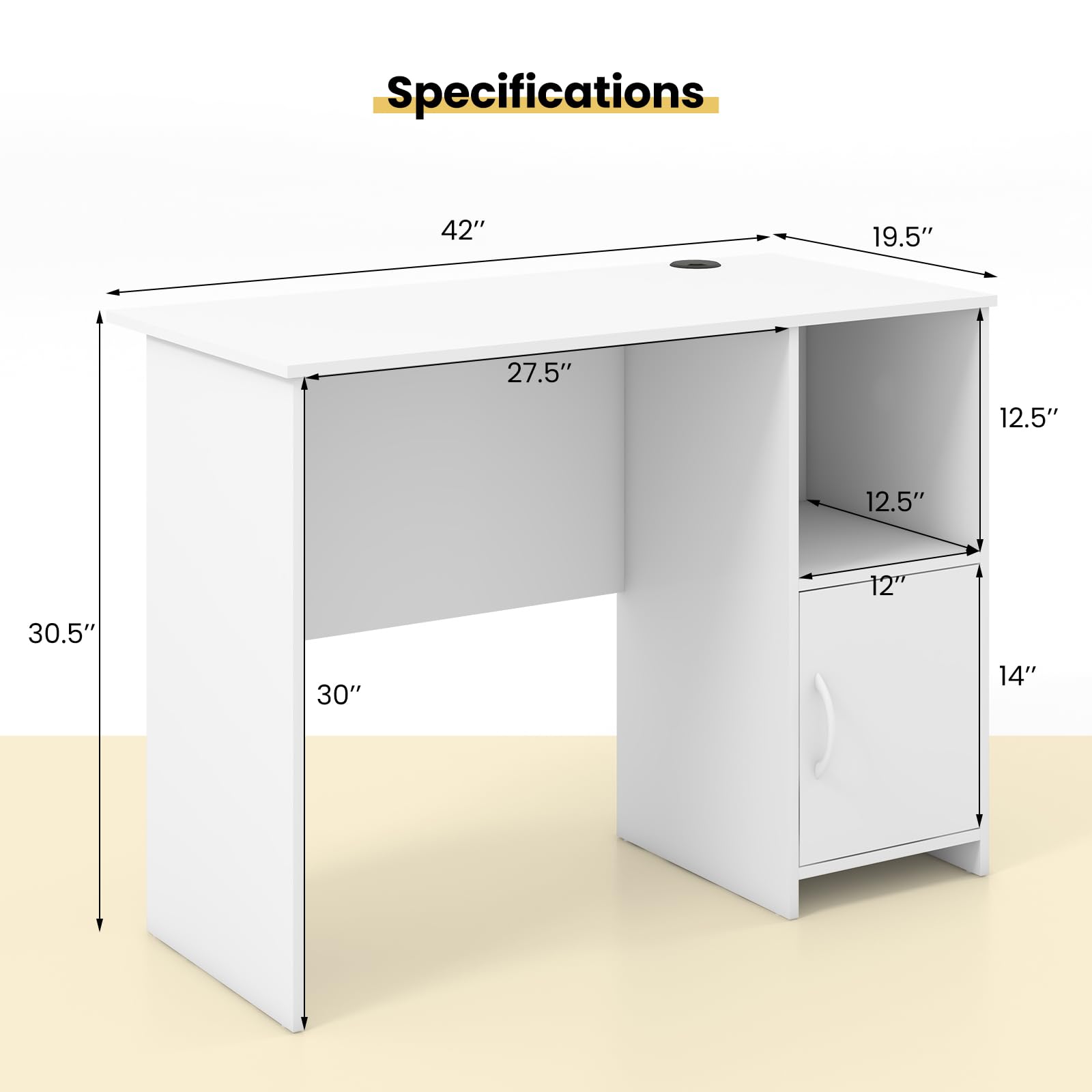 Giantex White Computer Desk with Drawers
