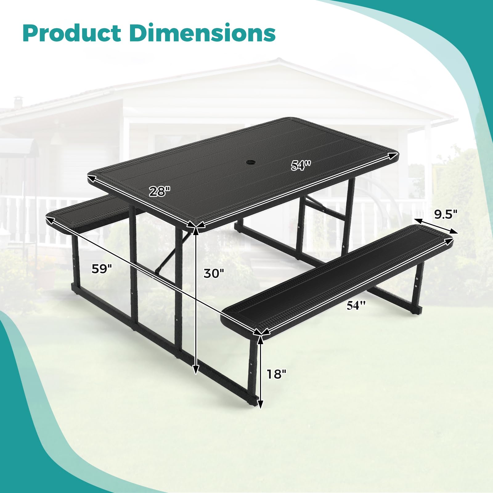 Giantex Picnic Table Bench Set for 4 People