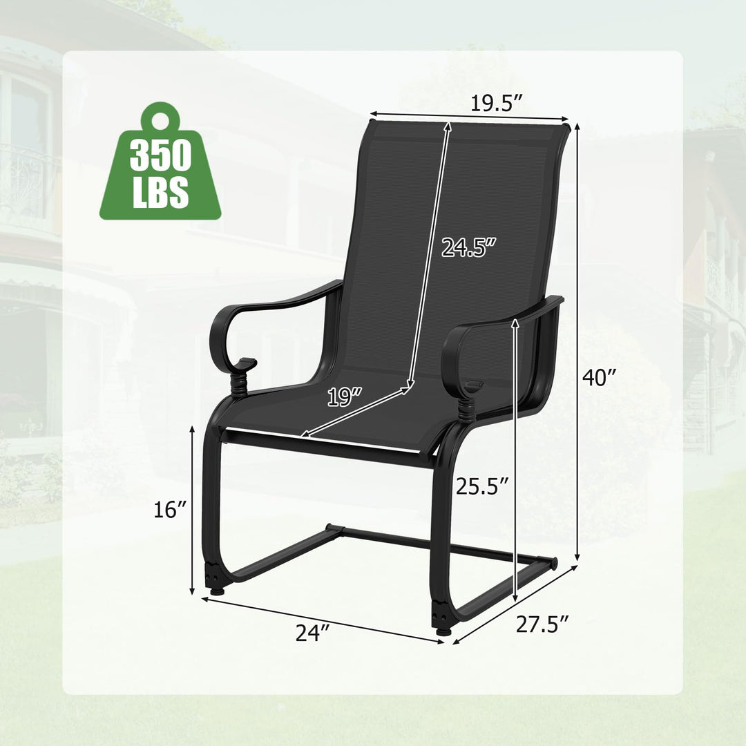 Giantex Patio Dining Chairs Set of 2/4 | High Back Outdoor Patio Chairs with Metal C Spring Frame