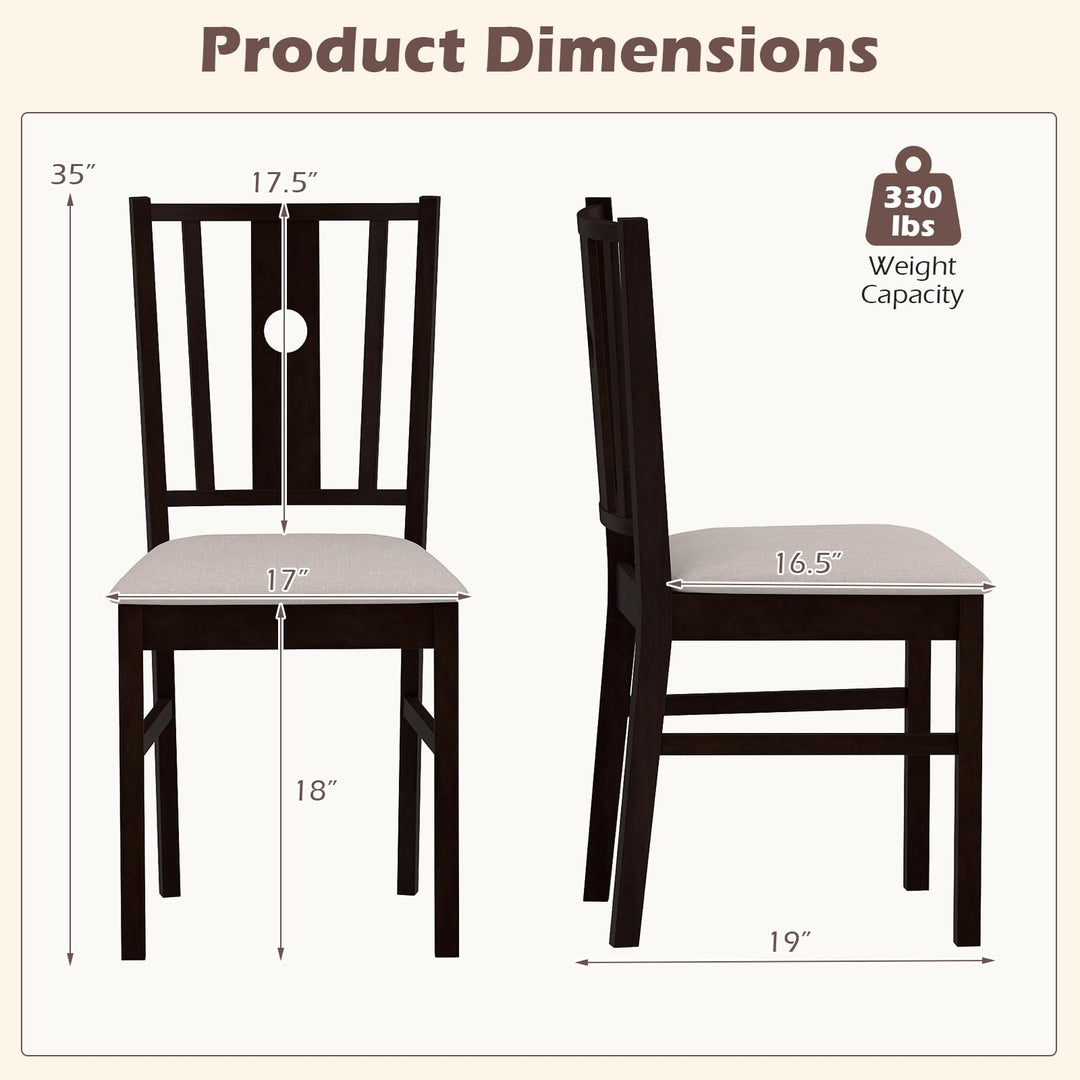 Giantex Wood Dining Chairs w/Fabric Padded Seat &amp; Slatted Curved Back (2/4)