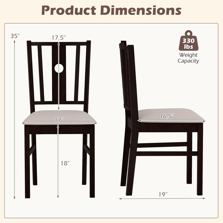 Giantex Wood Dining Chairs w/Fabric Padded Seat &amp; Slatted Curved Back (2/4)