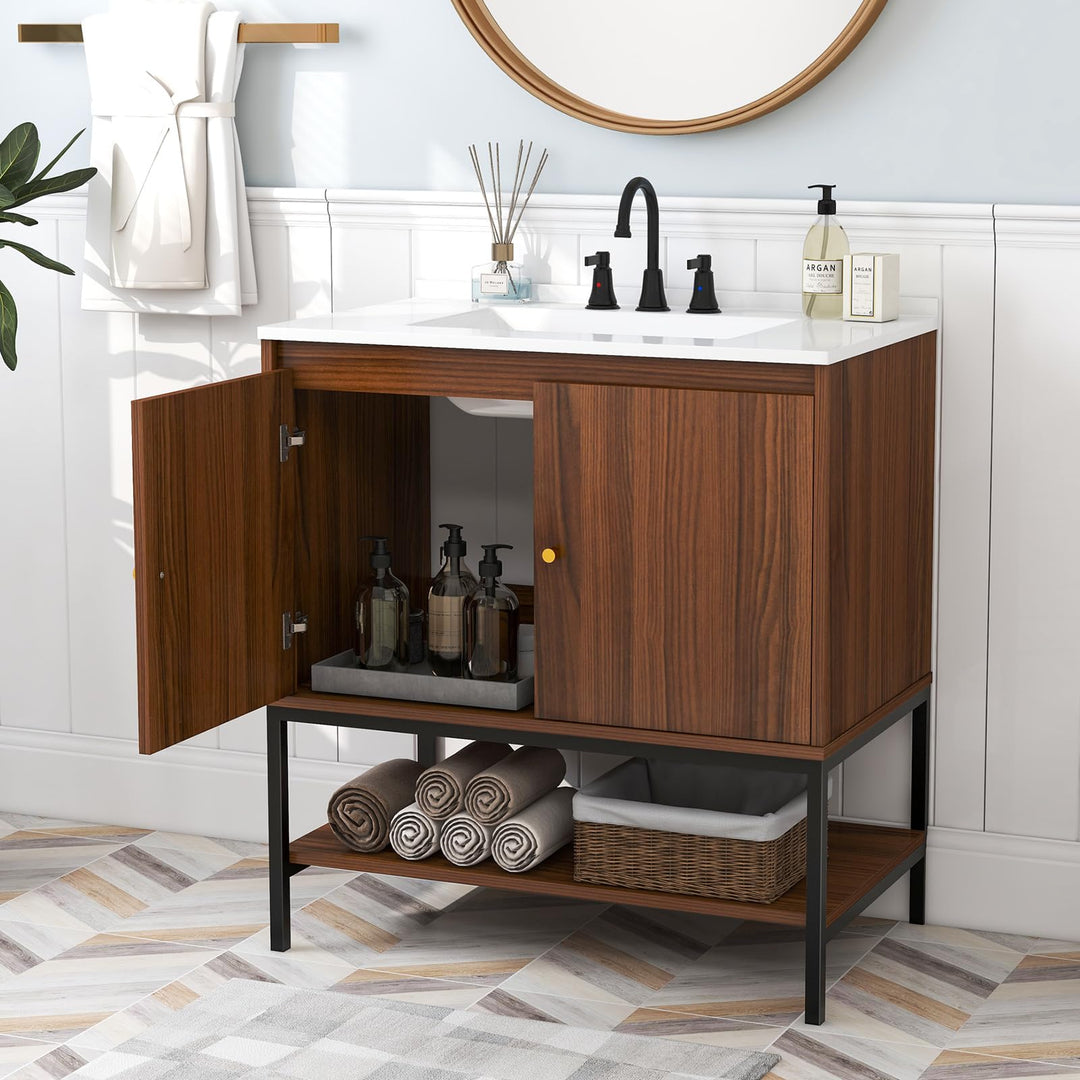 Giantex Bathroom Vanity with Sink Combo - 31" Bathroom Cabinet with Doors