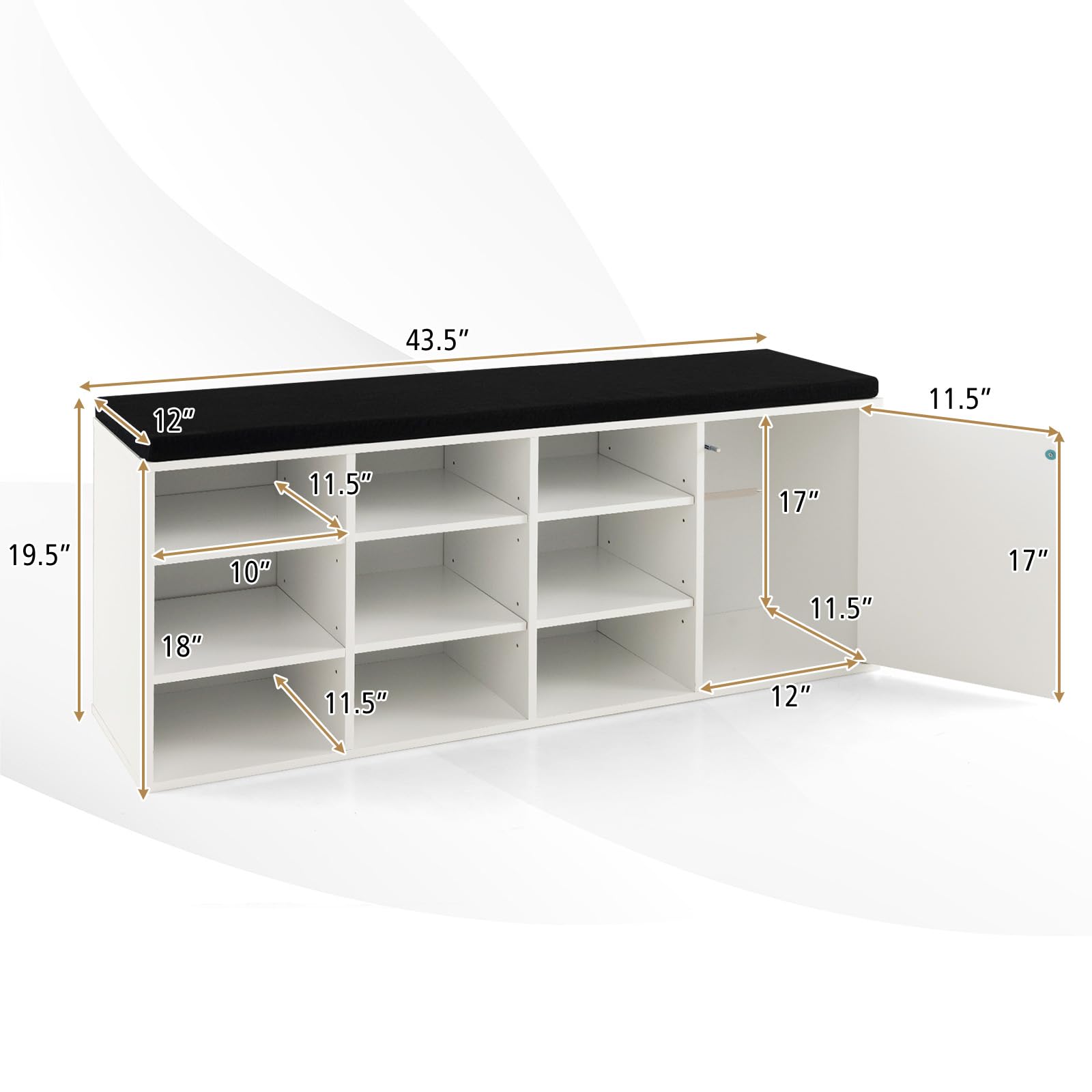 Giantex Shoe Bench, 3 Tier 9 Cubes Storage Bench with Adjustable Shelves (Rustic Brown)