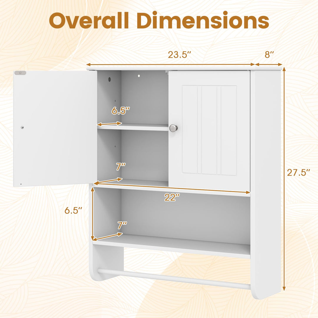 Giantex Bathroom Wall Cabinet with Towel Bar &amp; Adjustable Shelf
