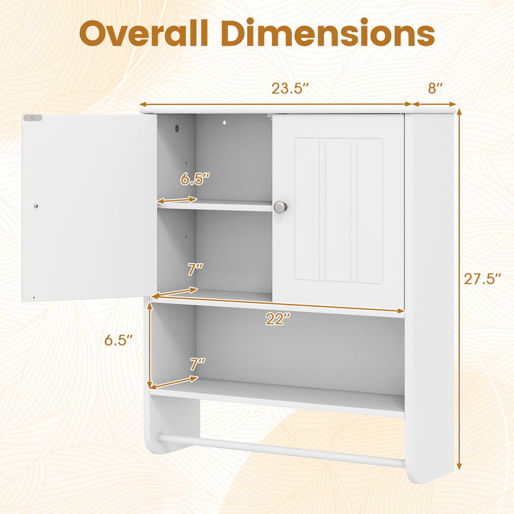 Giantex Bathroom Wall Cabinet with Towel Bar &amp; Adjustable Shelf