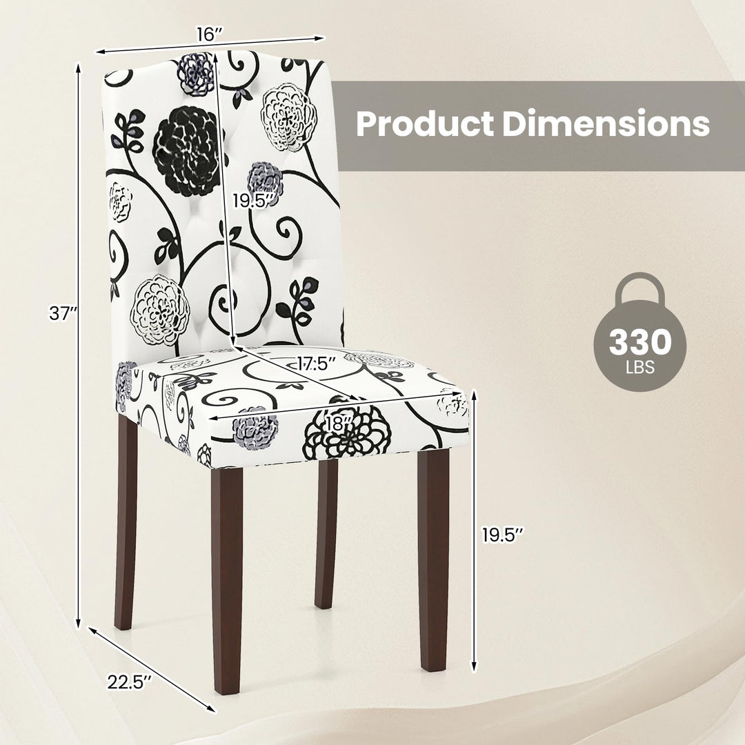 Giantex Upholstered Dining Chairs Set of 2/4 Button Tufted Fabric Upholstered Parson Chairs