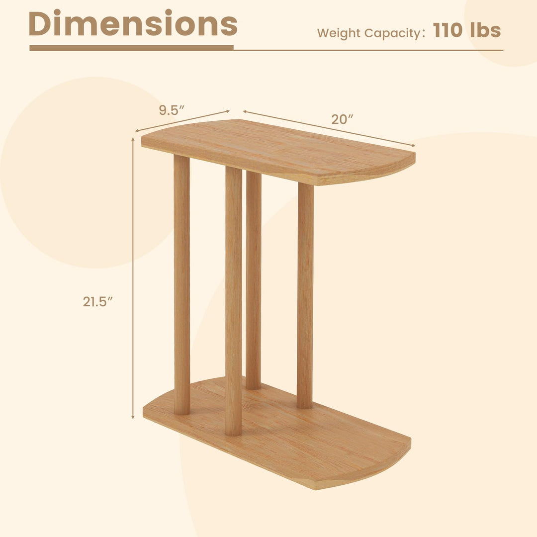 Giantex C-Shaped Teak Wood Side Table Set of 1/2 Narrow 2-Tier Couch Tables
