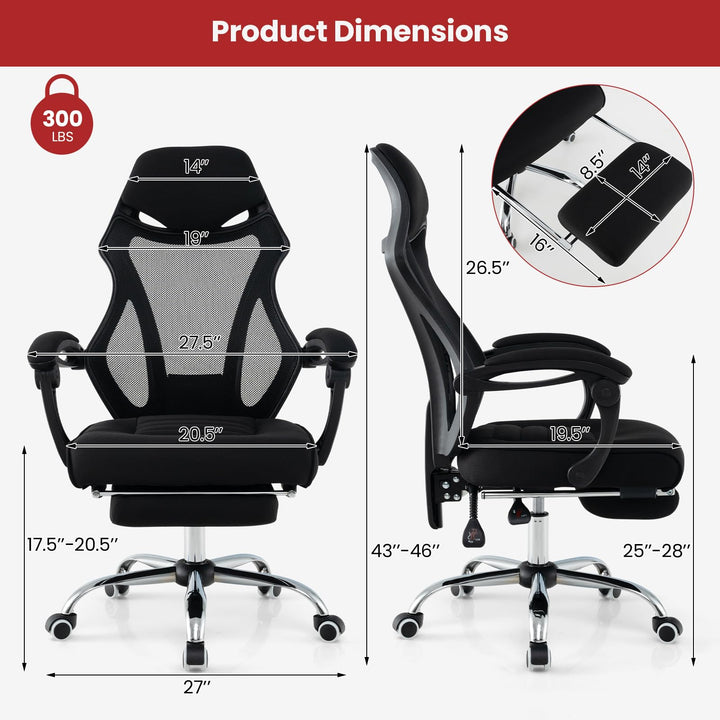 Giantex Ergonomic Desk Chair with Footrest, Mesh Office Chair with Height-Adjustable & Tilting Backrest