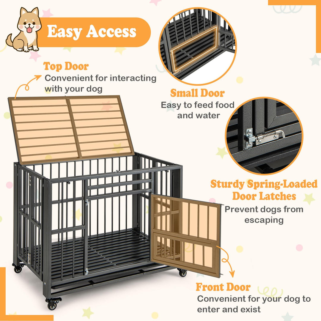 Giantex Foldable Metal Dog Crate - Heavy Duty Dog Cage