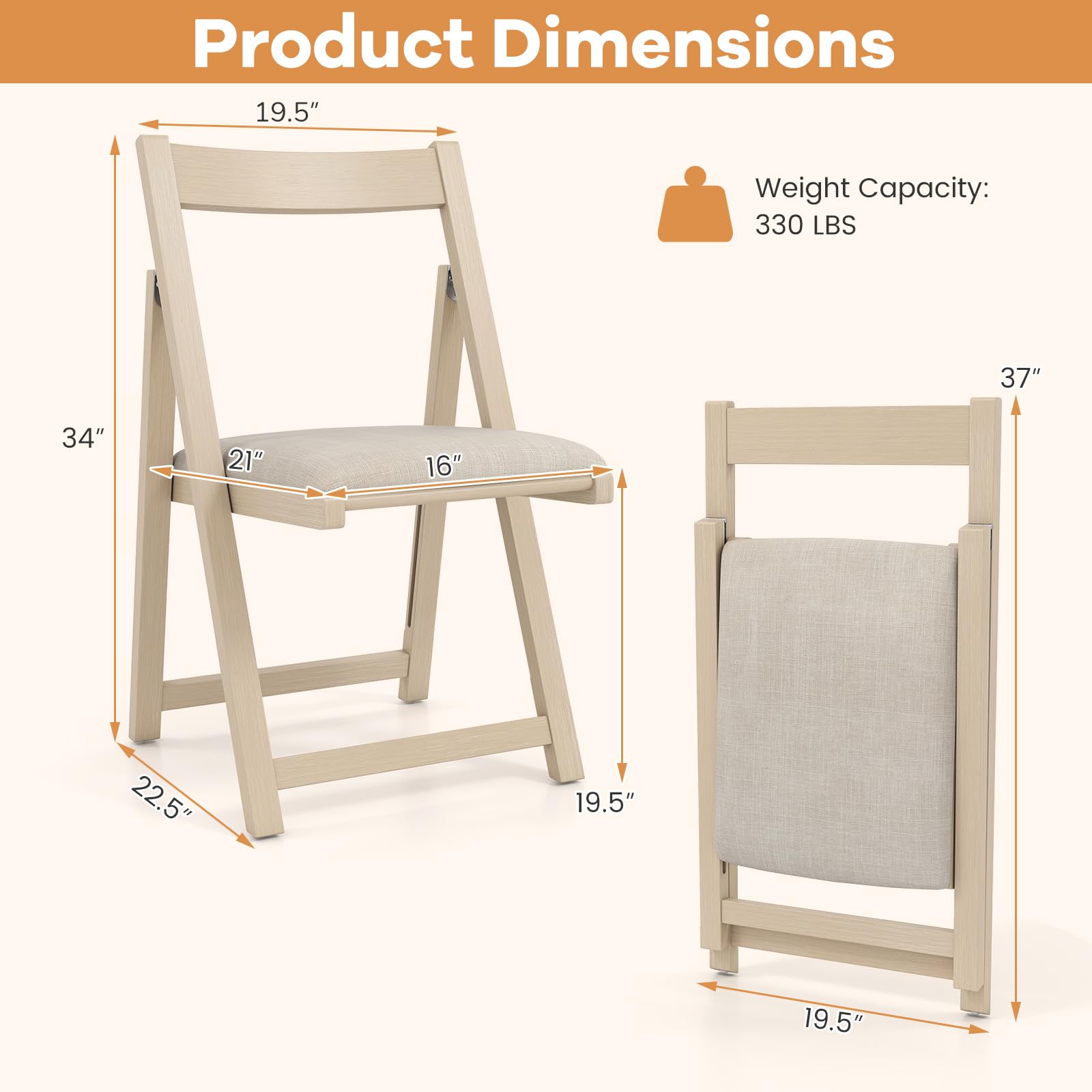 Giantex Folding Dining Chairs Set of 4