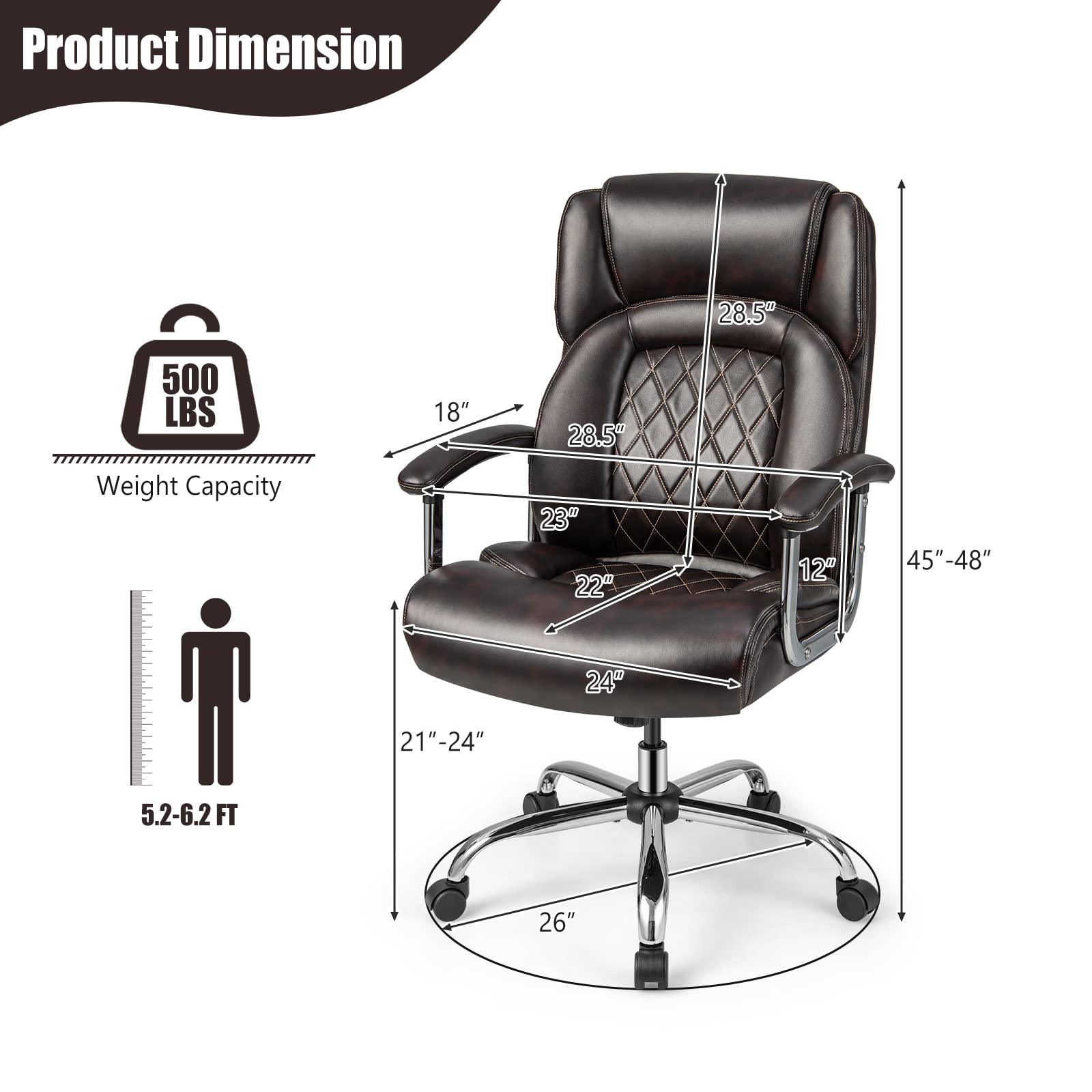 Giantex 500LBS Big and Tall Office Chair
