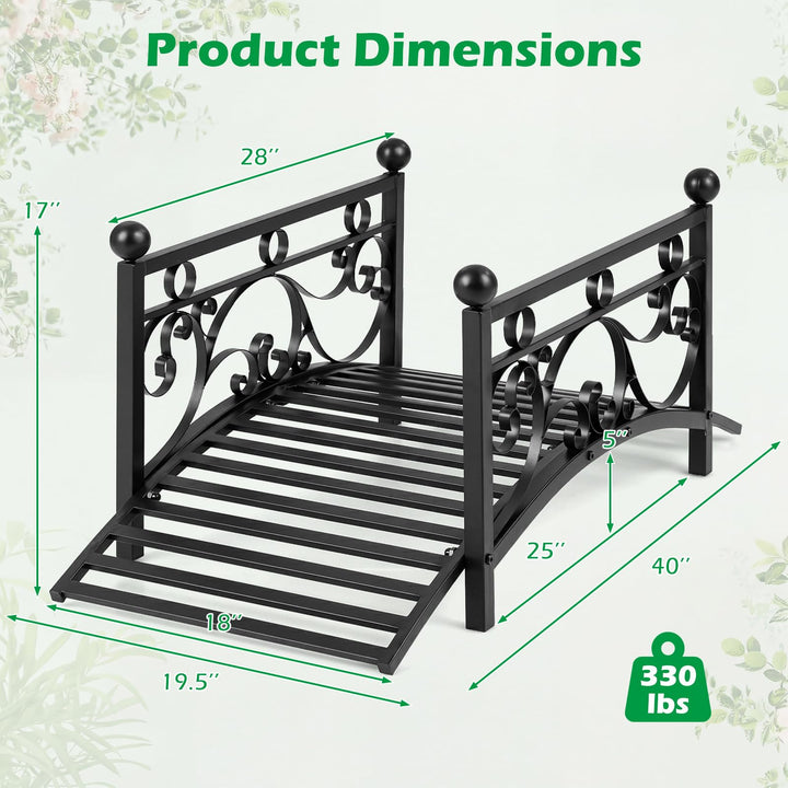 Giantex 3.3 FT Garden Metal Bridge with Dual Patterned Side Rails