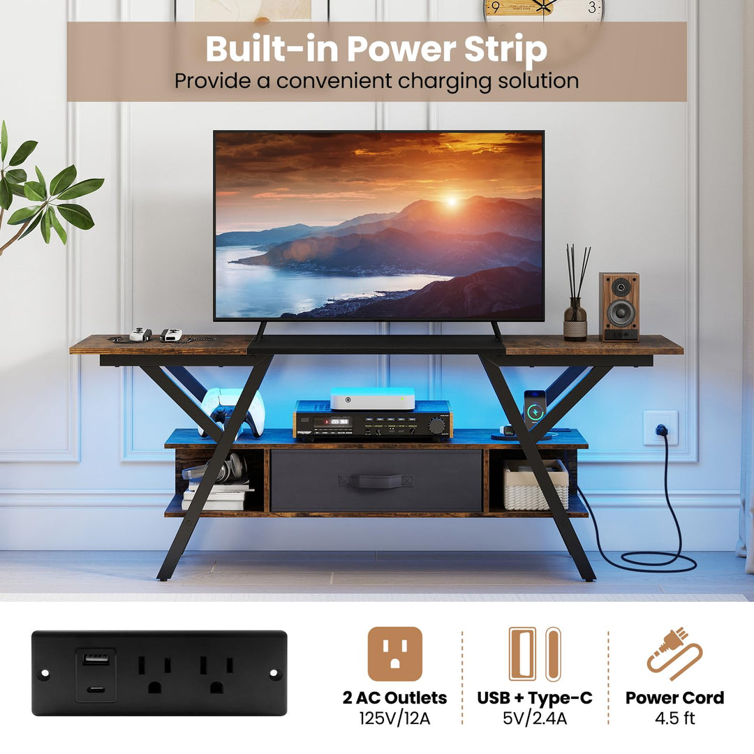 Giantex TV Stand with Power Outlets for 55-65 Inch TV
