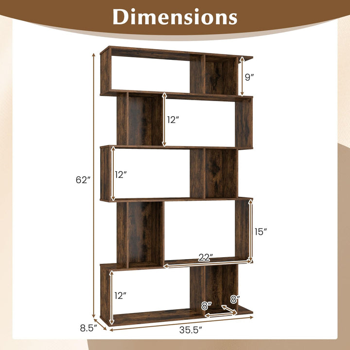 Giantex Geometric Bookshelf 5-Tier Bookcase with Open Shelves and Closed-back Cubes