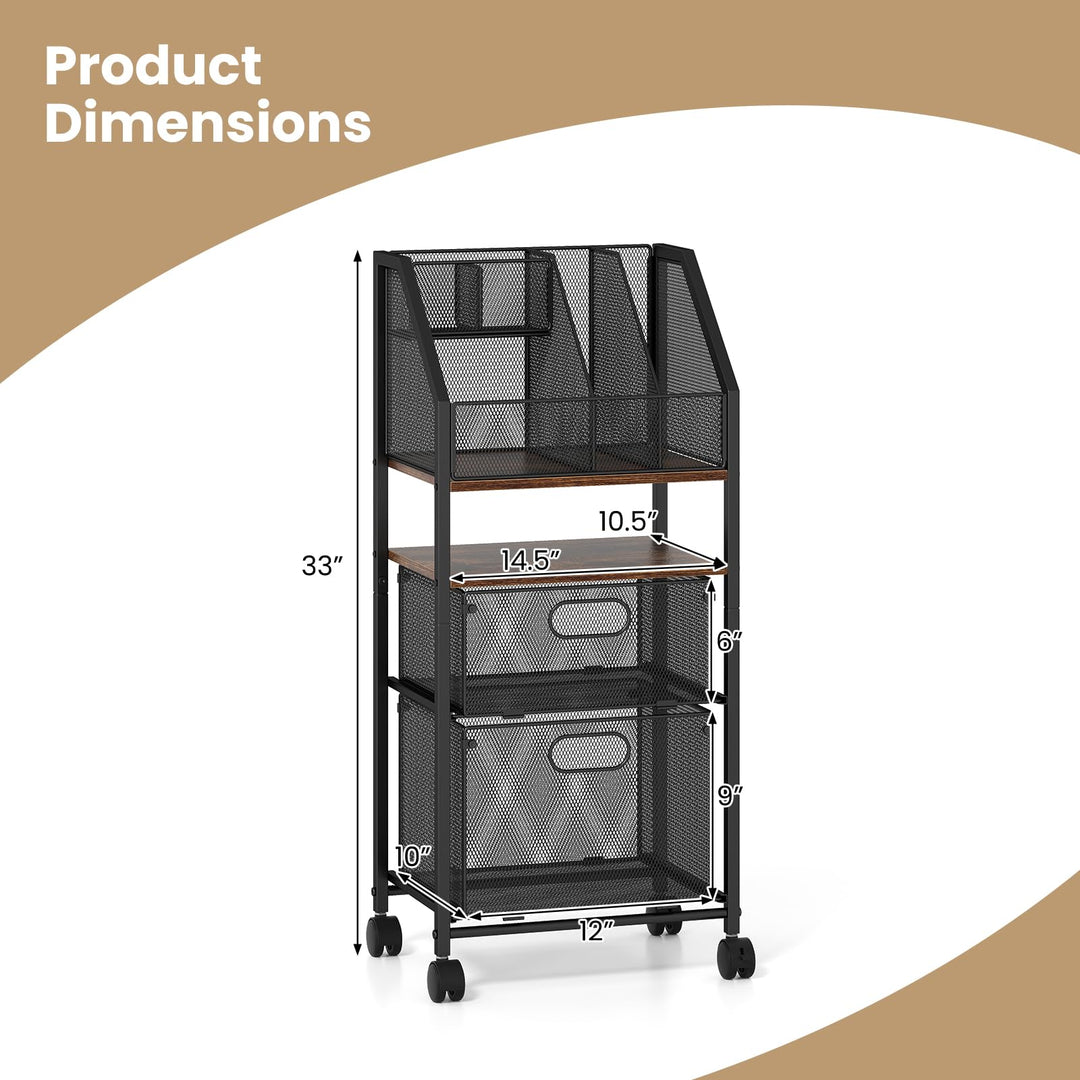Giantex 5-Tier Rolling File Cart with Metal Mesh Drawers (1/2)