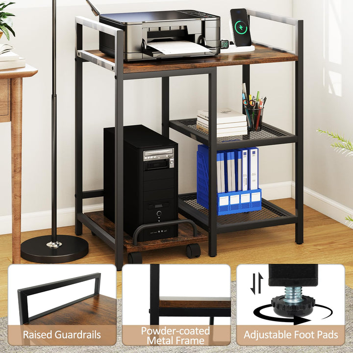 Giantex 3-Tier Printer Stand with Charging Station