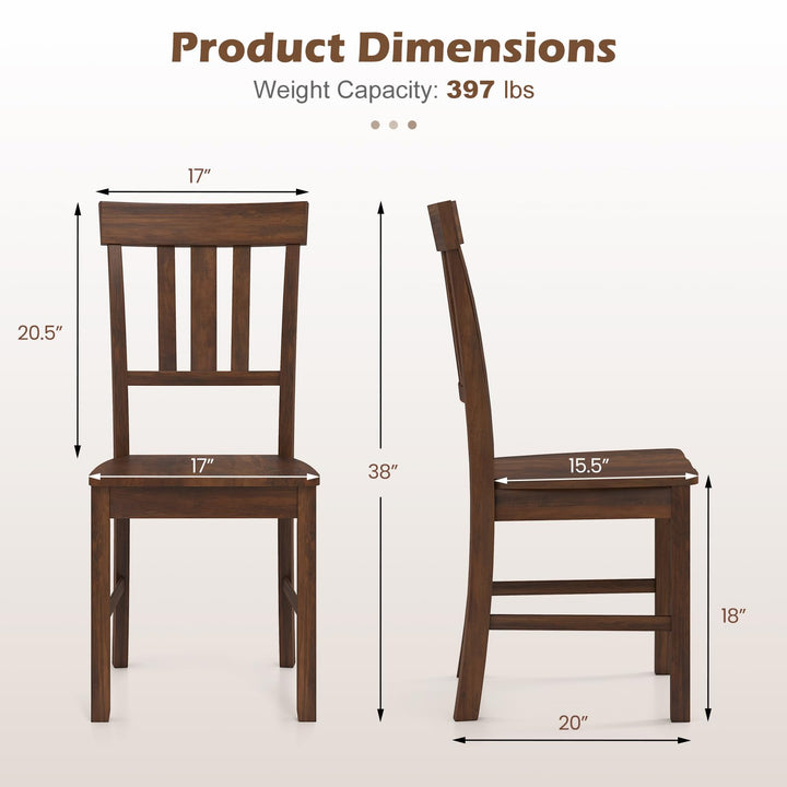 Giantex Wooden Dining Chairs Set of 2/4 with Slat Back &amp; Contoured Seat