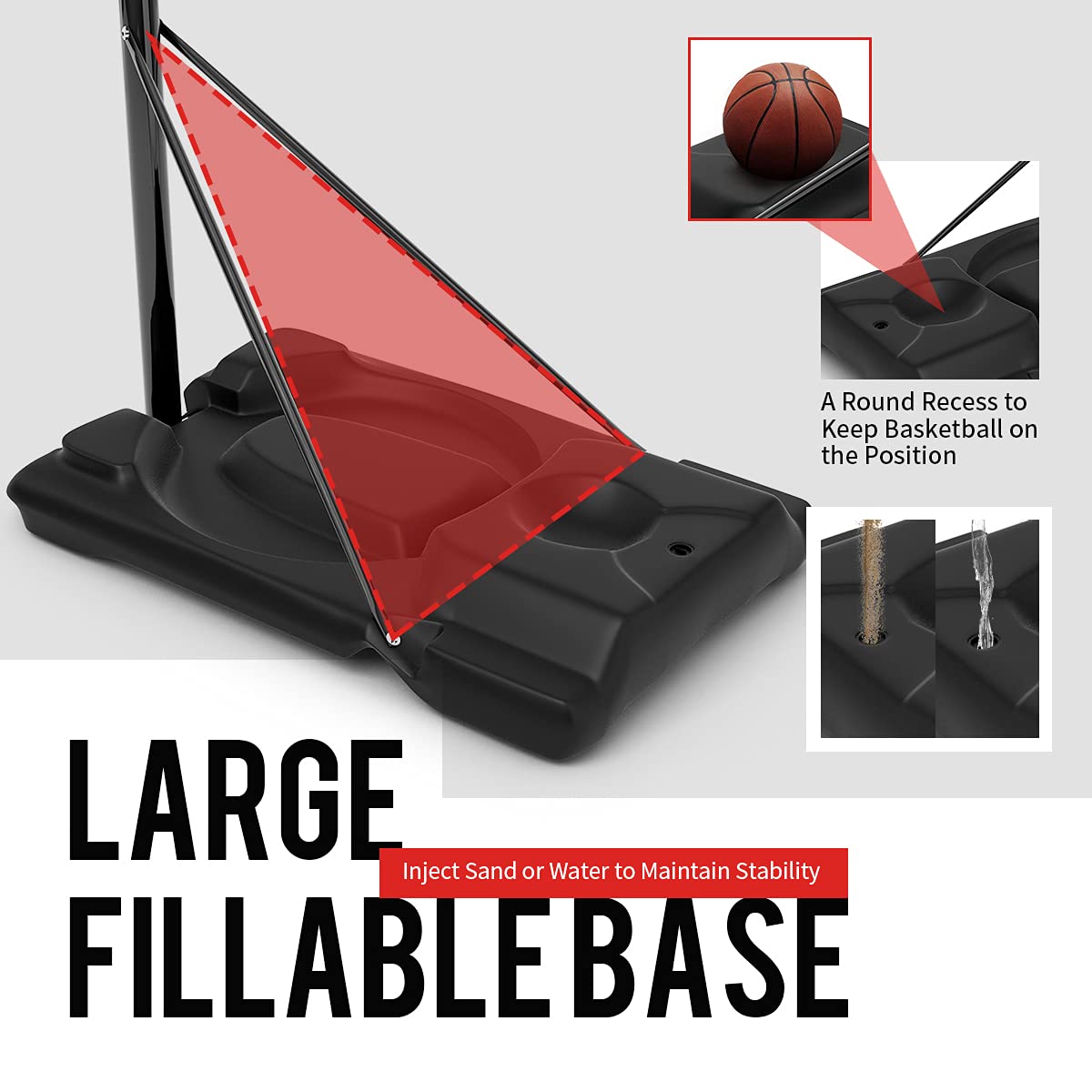 Giantex Portable Basketball Hoop, Height Adjustable 8.5-10 Ft with 39 Inch Backboard, Sandbag