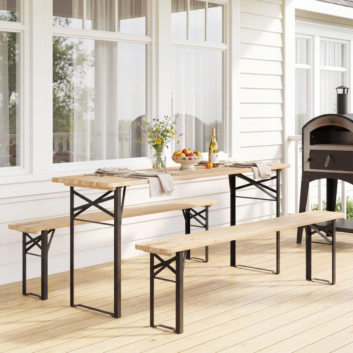 3-Piece Folding Picnic Table with Benches Set (70&