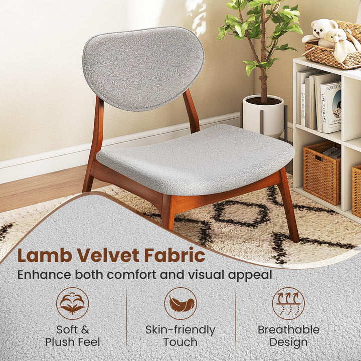 Giantex Lamb Velvet Fabric Upholstered Living Room Chairs with Side Table