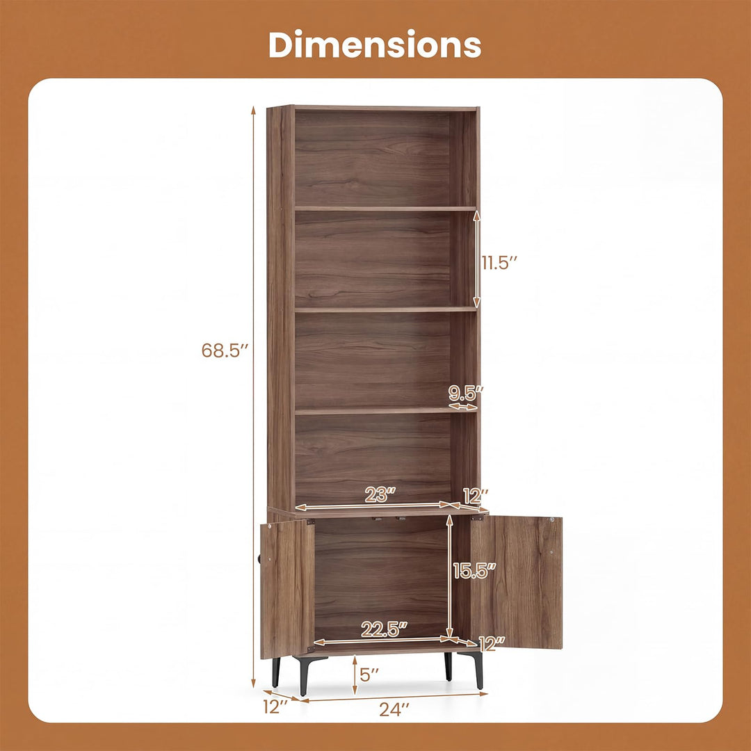 Giantex 68.5" Tall Bookcases and Bookshelves with 2 Doors