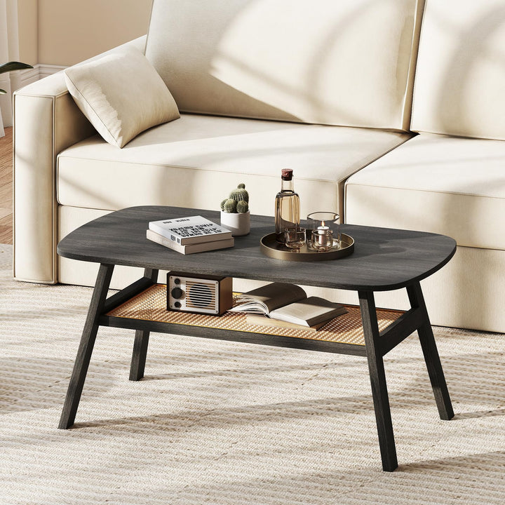Giantex Rattan Coffee Table for Living Room