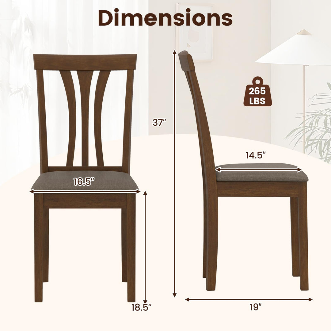 Giantex Wooden Dining Chairs Set of 2/4 Linen Fabric Upholstered Kitchen Armless Chair