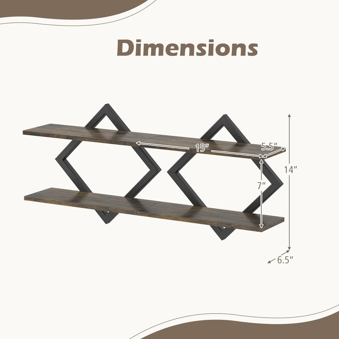 GIANTEX 2-Pack Diamond Shaped Floating Shelves for Wall