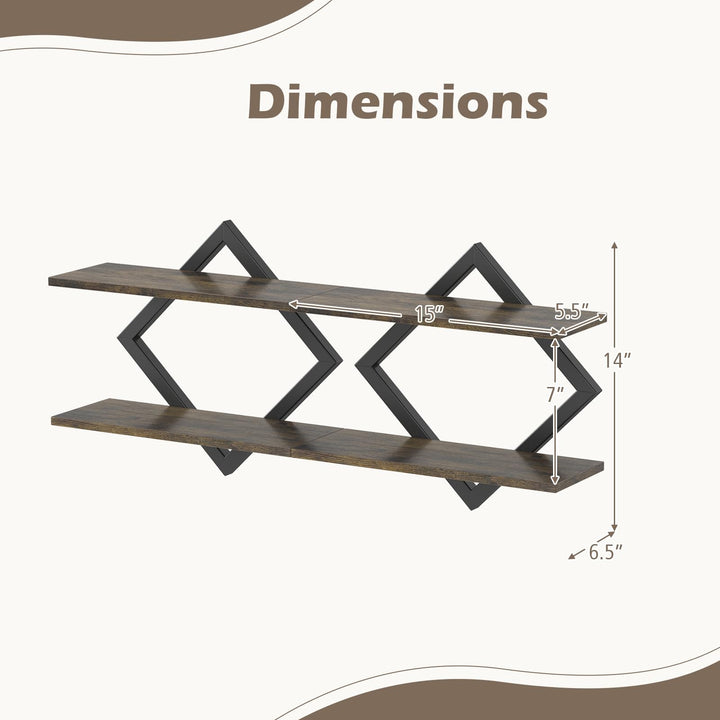 GIANTEX 2-Pack Diamond Shaped Floating Shelves for Wall