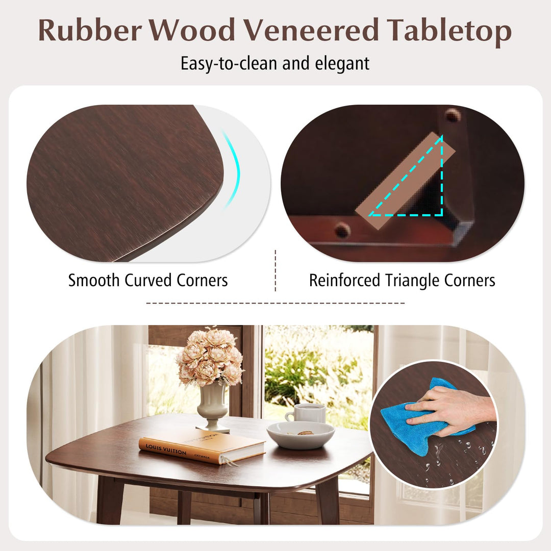 Giantex Wooden Square Kitchen Table and 2 Chairs with Padded Seat