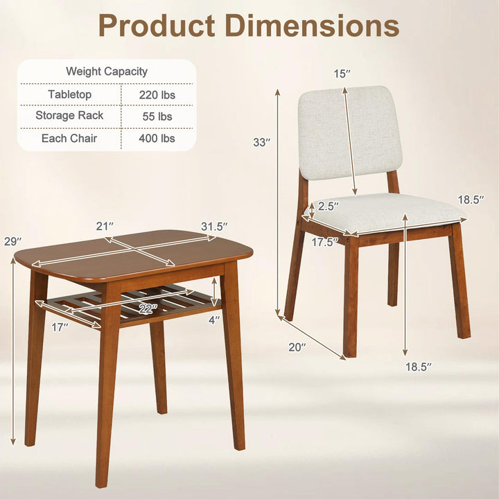 Giantex Space Saving Kitchen Table and Chairs Set w/Rubber Wood Frame
