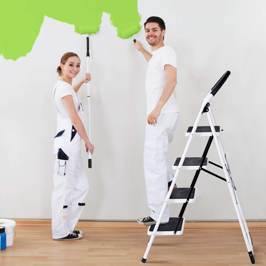 Giantex 4 Step Ladder Folding Step Stool with Anti-Slip Pedal Platform Metal Frame