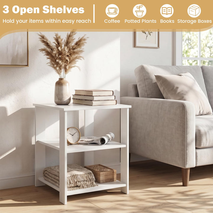 Giantex 16" Square 3-Tier Wooden Sofa Couch End Table with Open Storage Shelves (1/2)