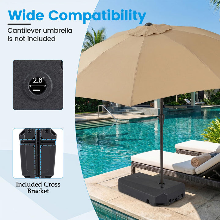 Giantex Fillable Cantilever Umbrella Base 250 lbs Heavy-Duty Offset Patio Umbrella Stand