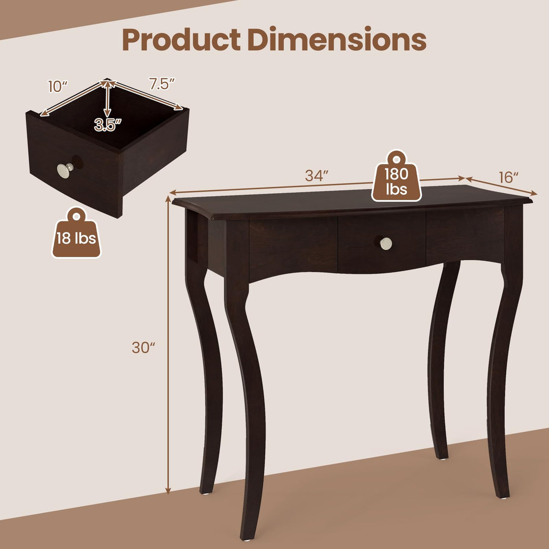 Giantex Console Table with Drawer and Solid Wood Frame