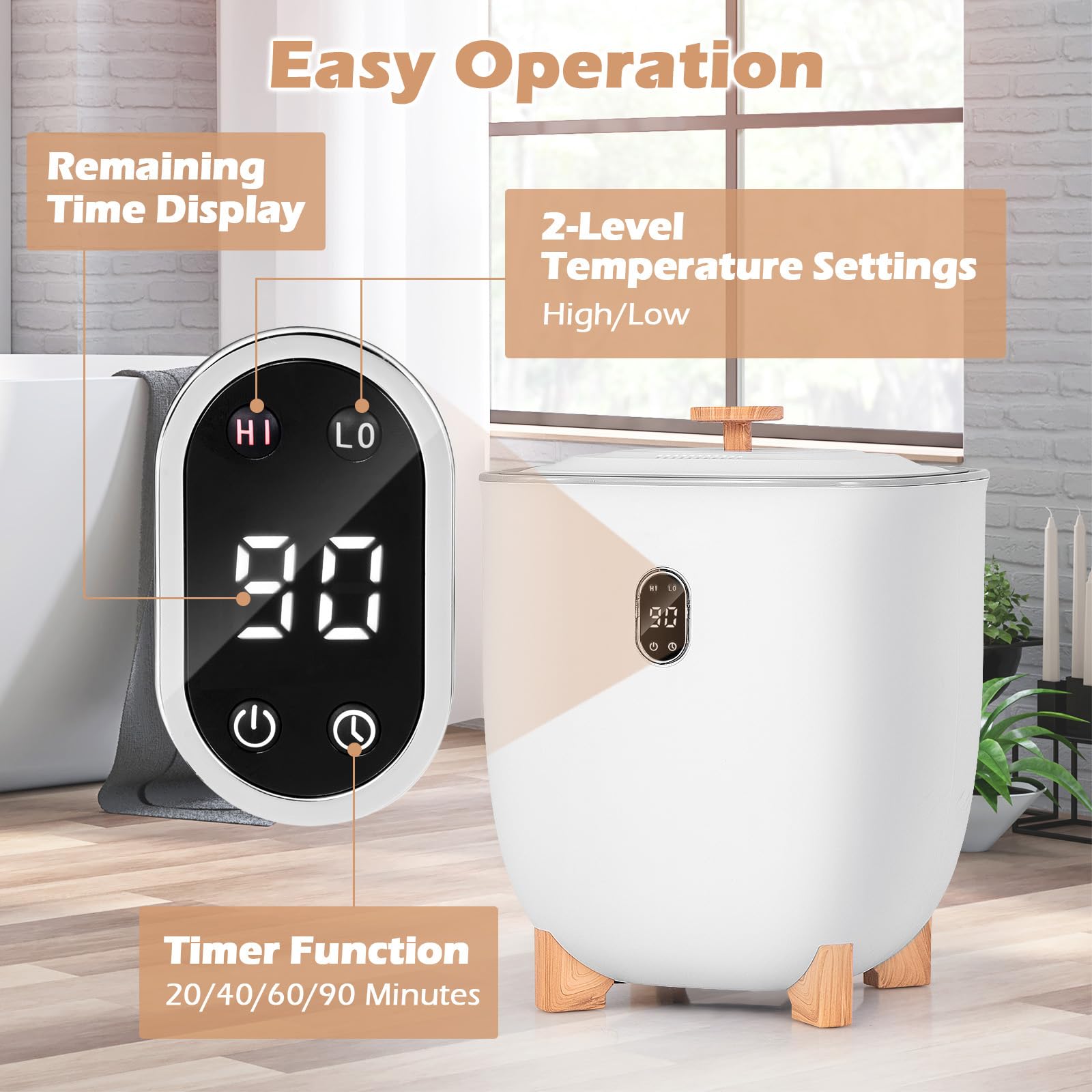 Giantex 25L Towel Warmer Bucket - Electric Towel Heater for Bathroom, 2 Temperature Settings, 20-60 Timer