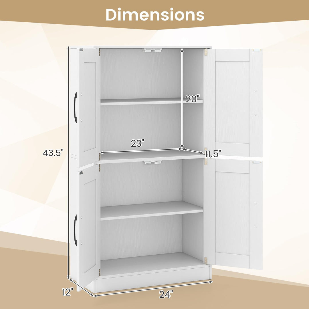 Giantex Bathroom Cabinet 43.5 inch Storage Cabinet with Doors and Adjustable Shelves