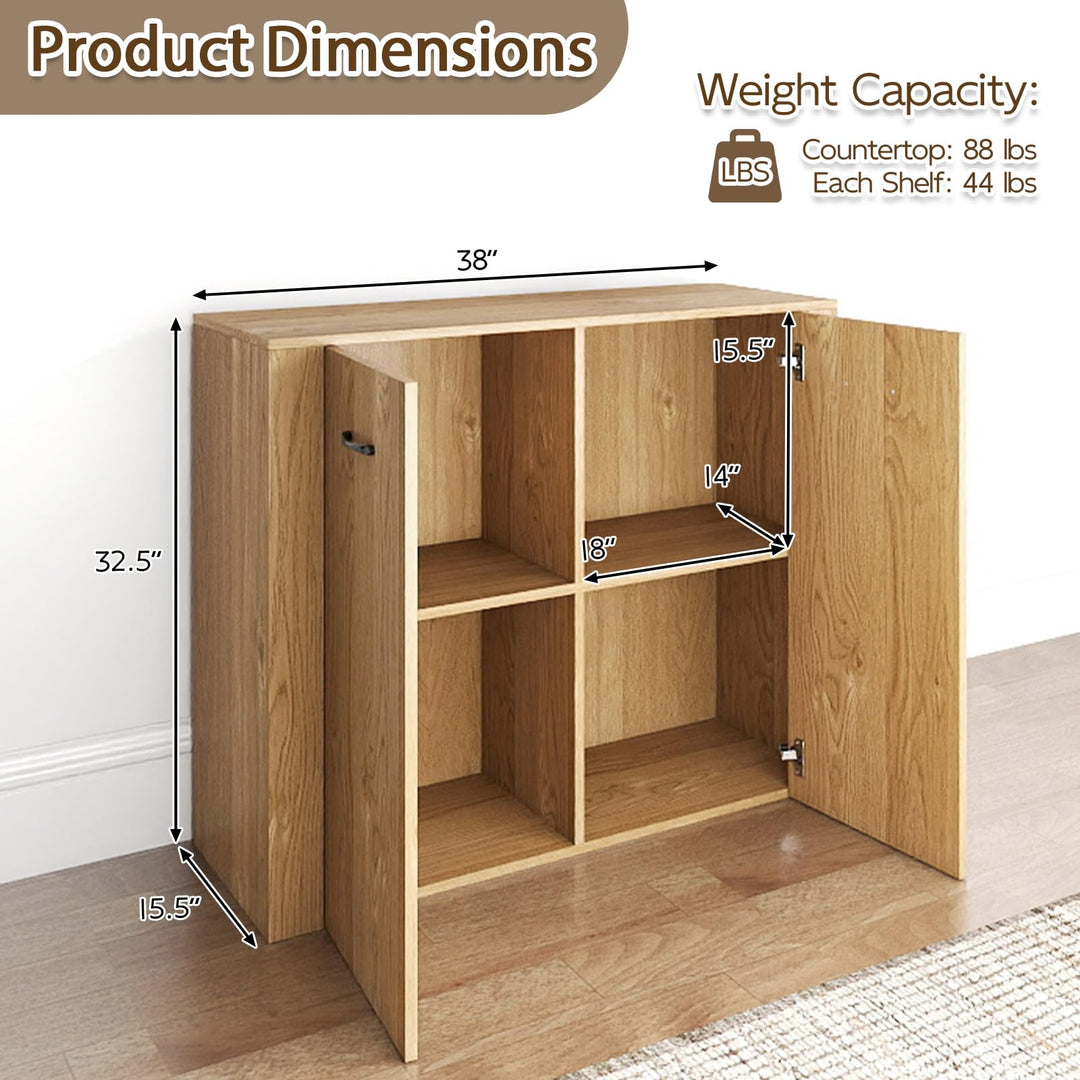 Giantex 38" Modern Storage Cabinet with 2 Doors and 4 Cubic Shelves