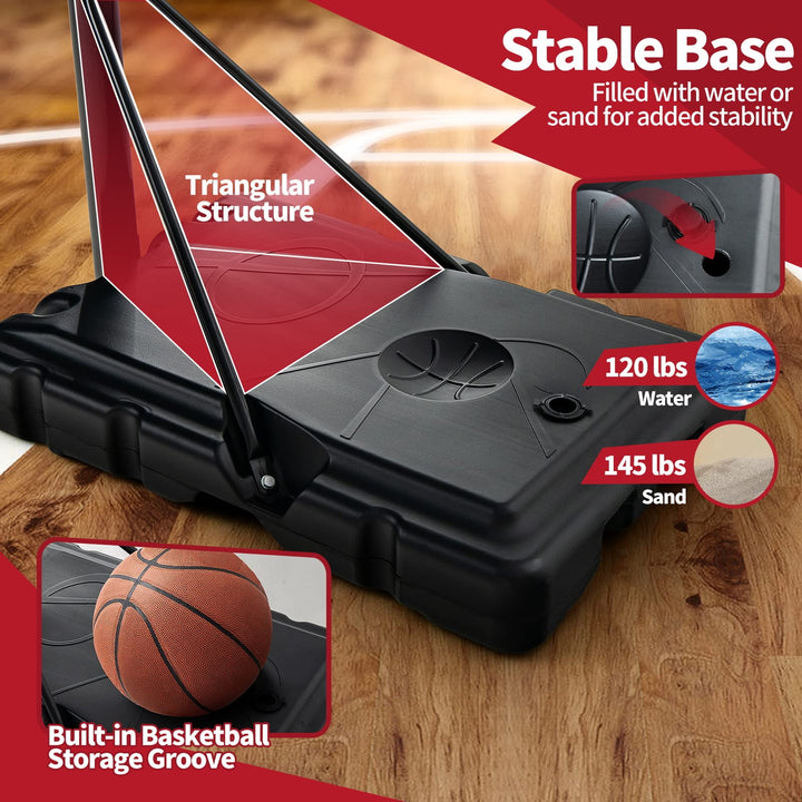 Giantex Portable Basketball Hoop Outdoor - 4.25-10ft Height Adjustable Basketball Goal System w/ 43.5" Backboard, Sandbag