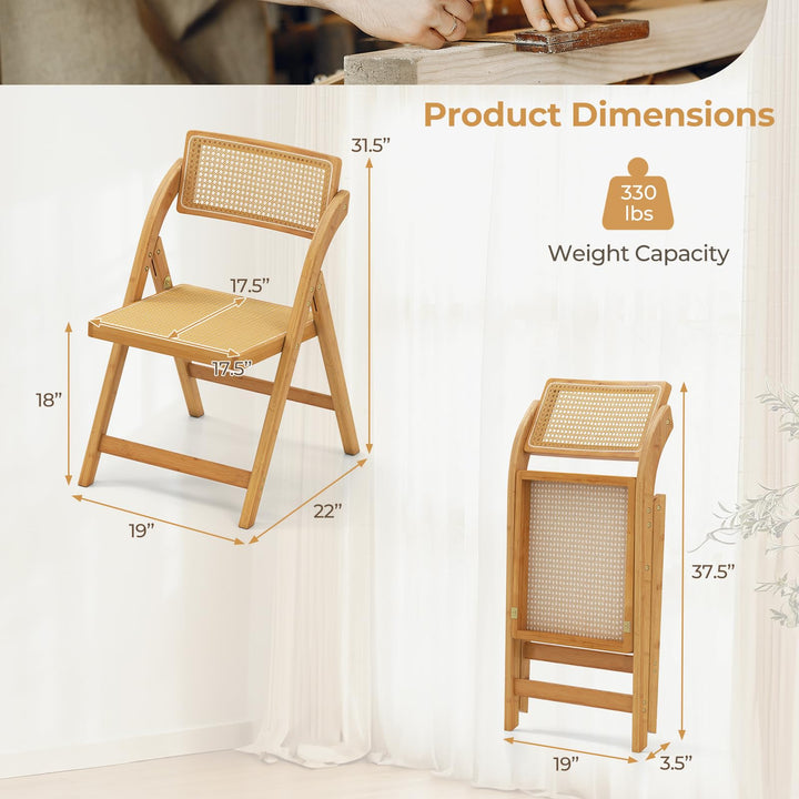 Giantex Rattan Folding Chairs Set for Living Room